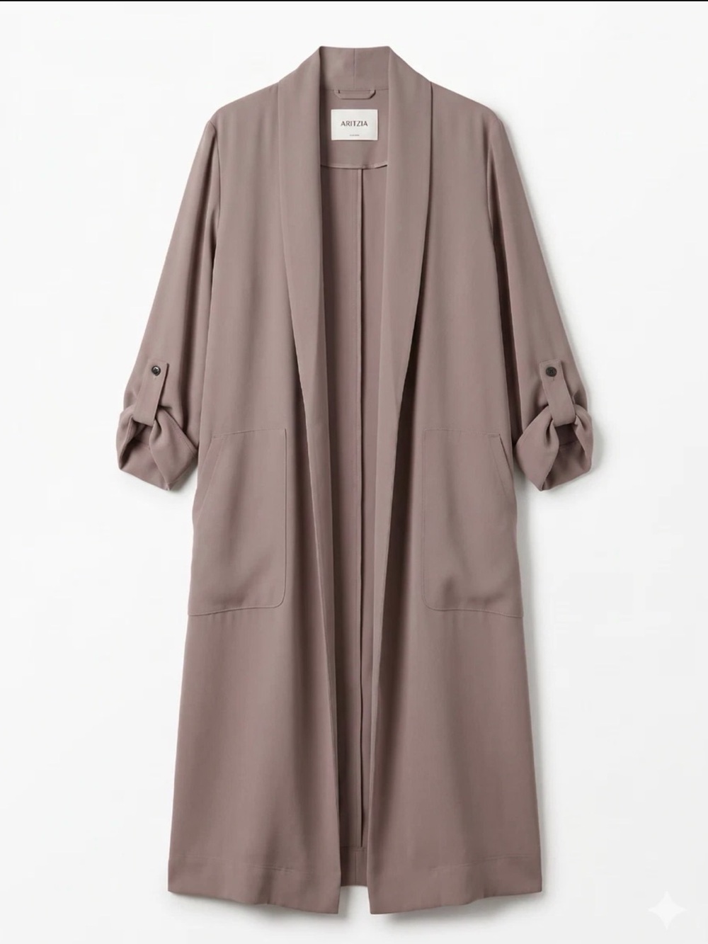 Babaton Taupe-Gray Open-Front Long Duster Robe